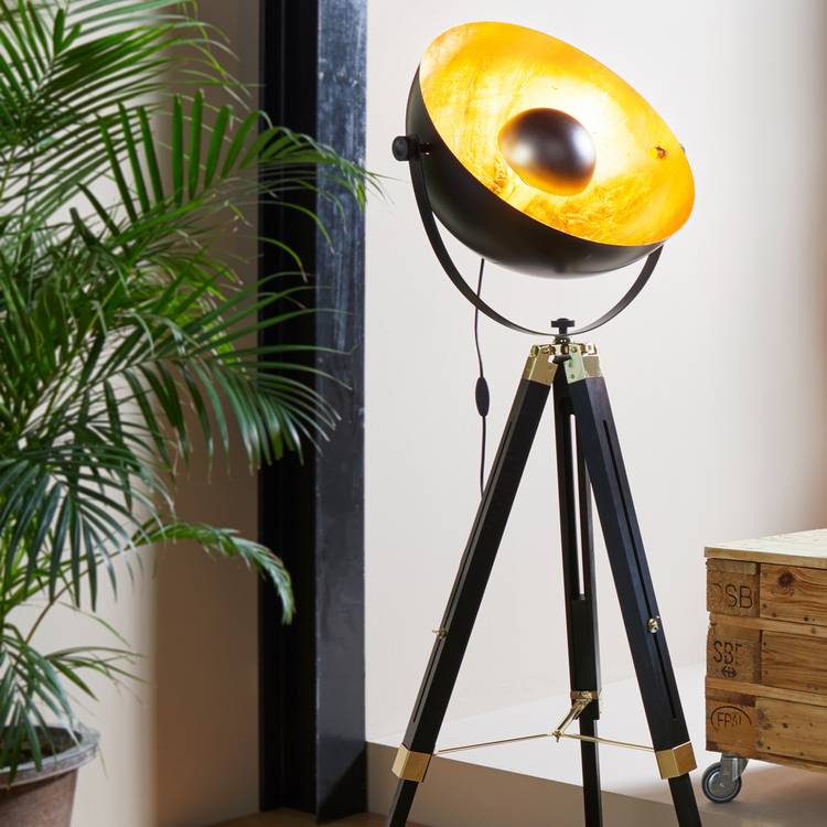 EGLO Covaleda Tripod Floor Lamp - Black & Gold
