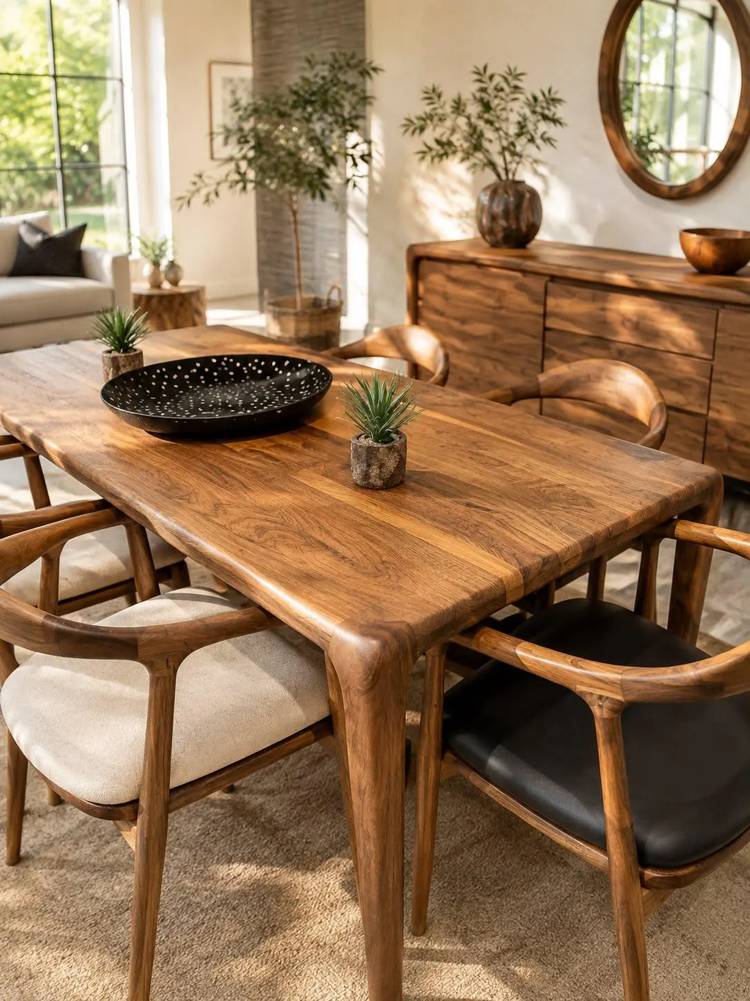 Solid Walnut Dining Table, Handmade Wooden Kitchen Table, Custom Size Farmhouse Furniture