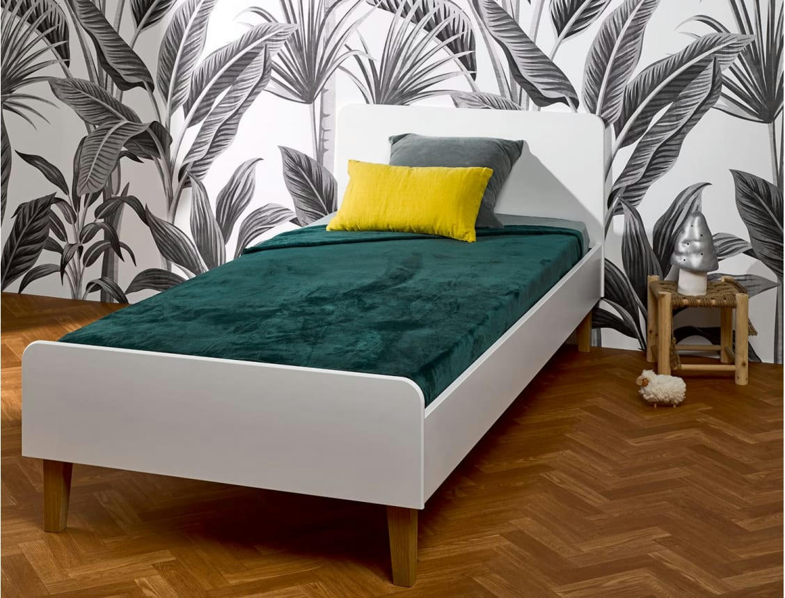 SKYE - Lit enfant 90x200 Blanc et Bois