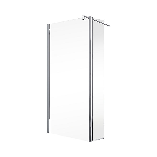 Paroi de douche fixe à l'italienne avec volet pivotant l.100xH.190cm, Walk In, verre transparent anticalcaire 5-6mm, profilé chromé, Schulte NewStyle