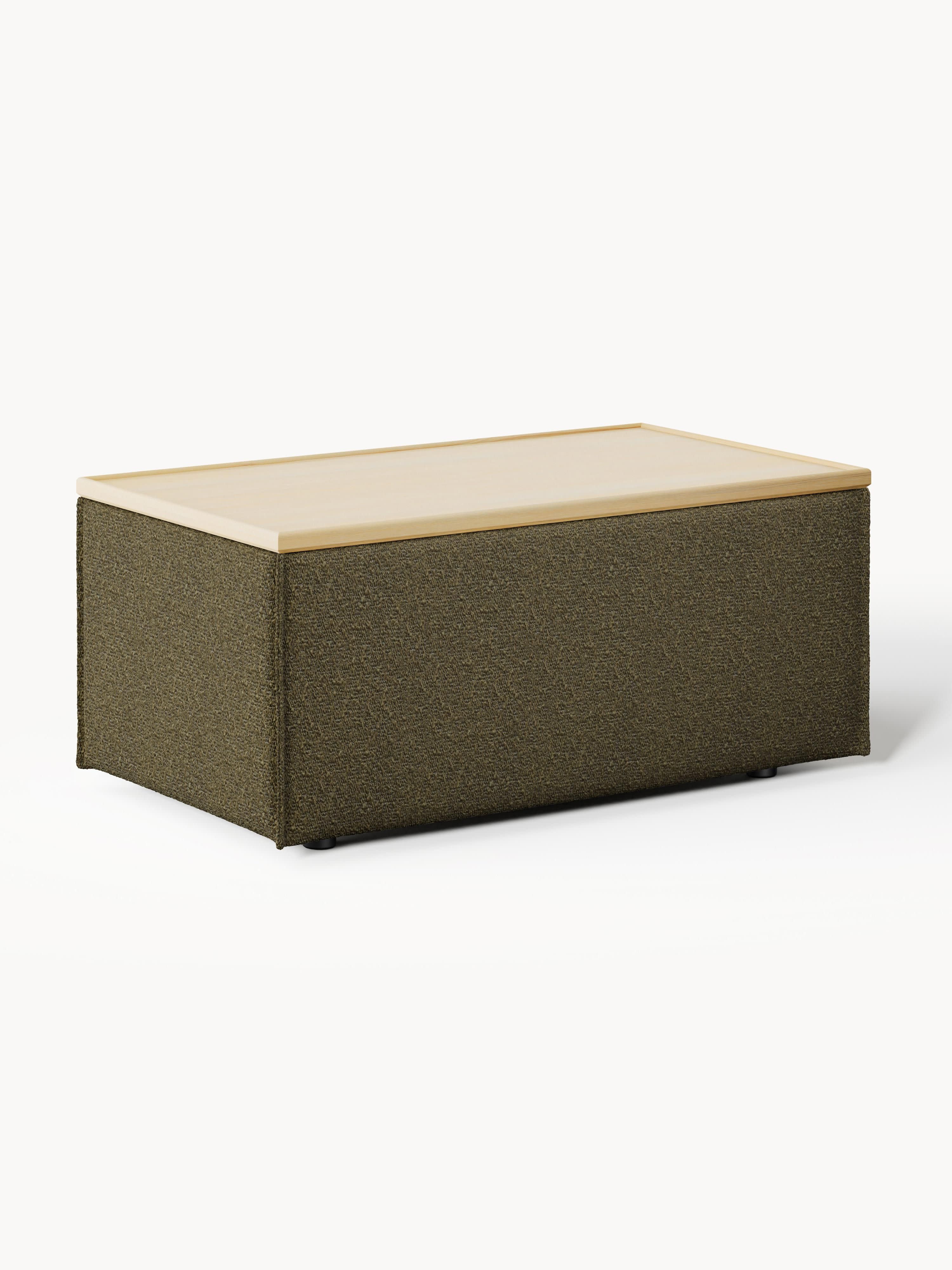 Sofa-Hocker Lennon aus Bouclé mit Stauraum