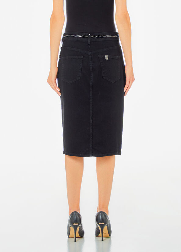 Gonna in denim con cintura logata