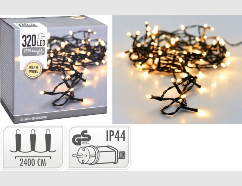 LED-Lichterkette 320 LEDs warmweiß für innen und außen