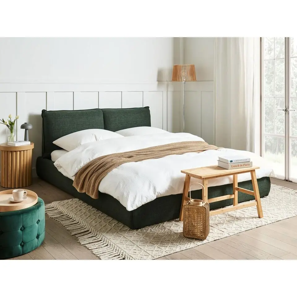 VINAY - Tweepersoonsbed - Donkergroen - 160 x 200 cm - Polyester