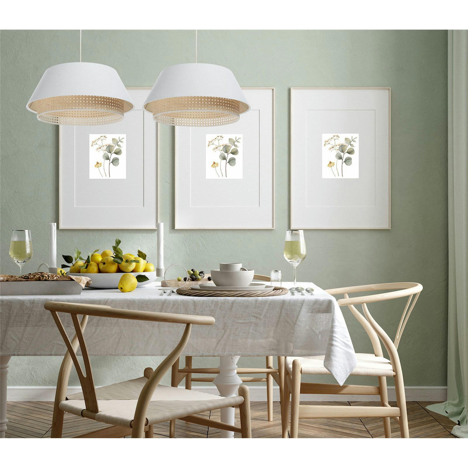 SENSEI - Suspension Rotin Blanc 50x50x23 cm