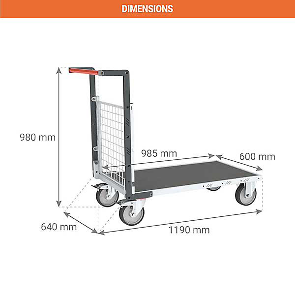 Chariot modulaire grillagé 1 côté - Plateau antidérapant 985x600mm - Charge max 500kg - 806724561
