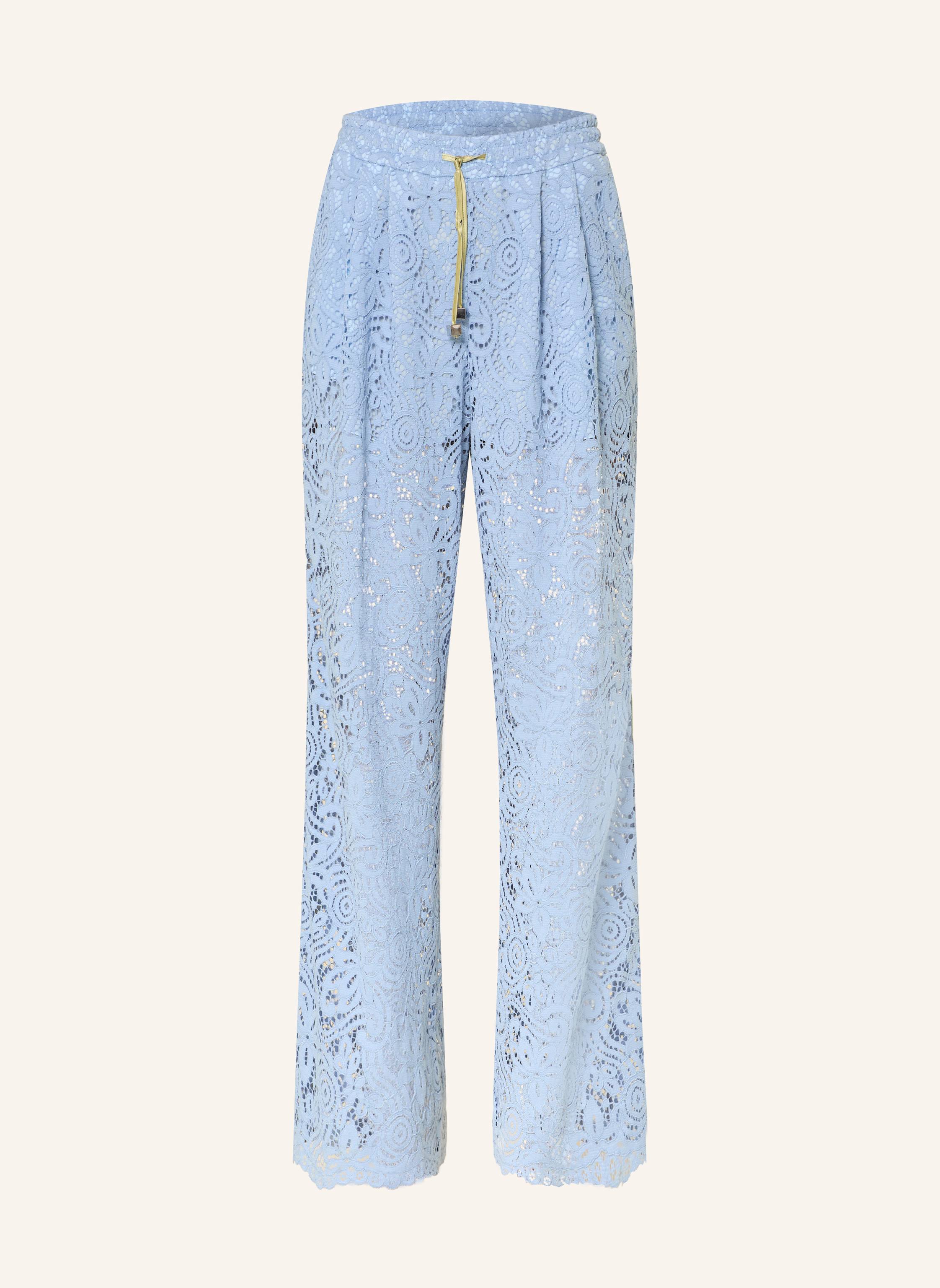SEM PER LEI Marlenehose mit Galonstreifen aus Lochspitze