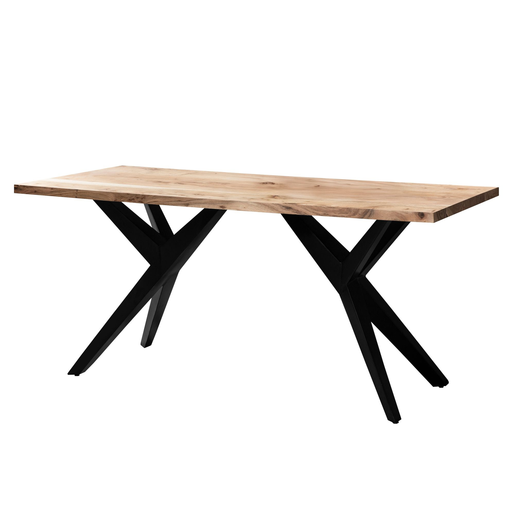 Biurko z Drewna 160 cm Akacjowego Metalowe Nogami Stół Home Office