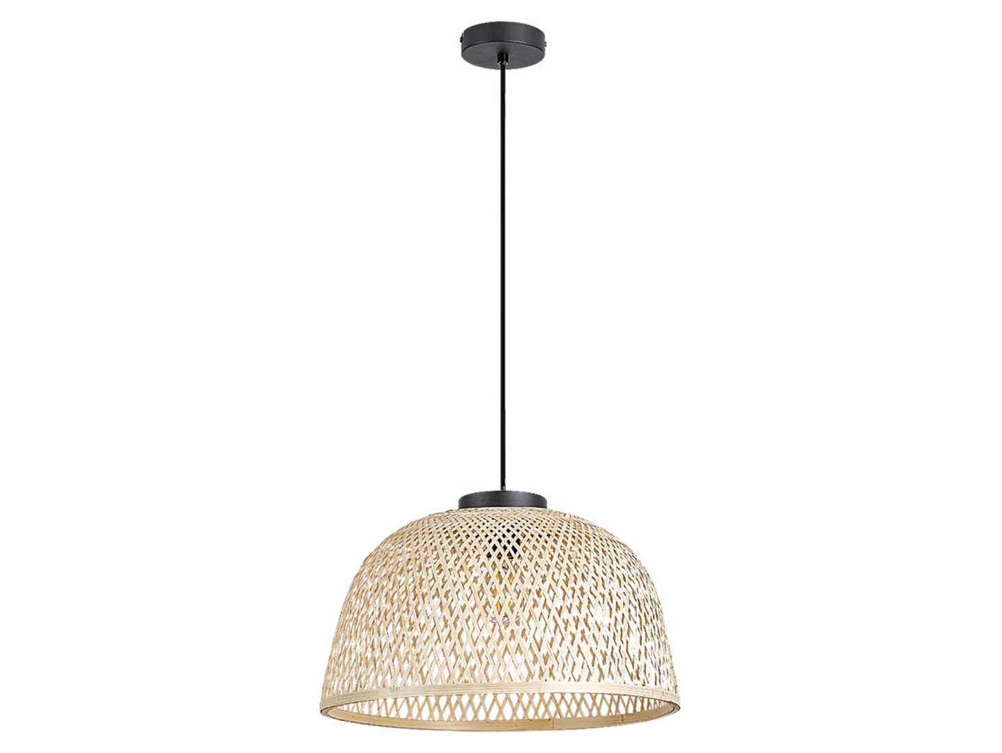 Lampa wisząca Rattan metalowa beżowo-czarna