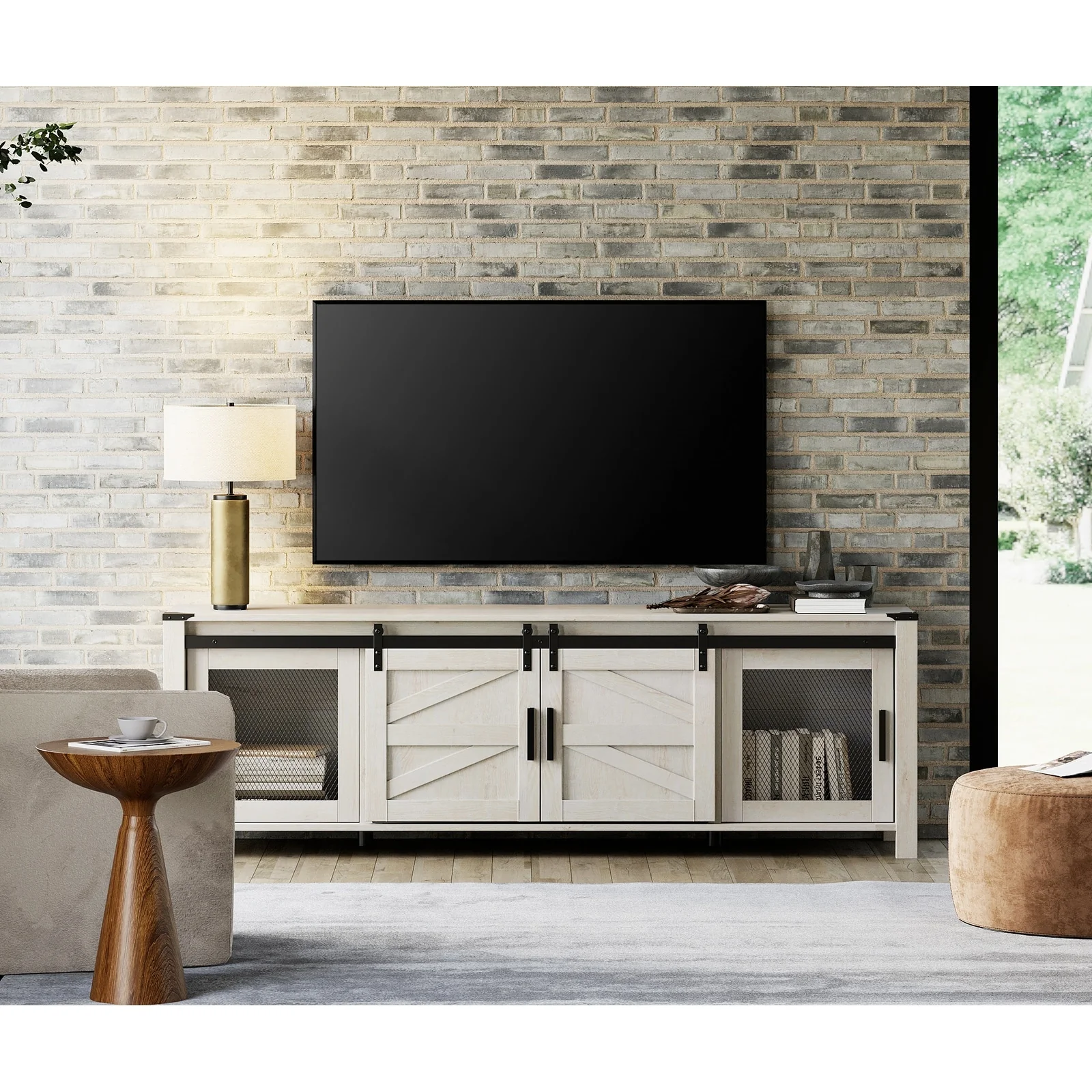 Sliding Barn TV Stand Entertainment Center for 75 TV