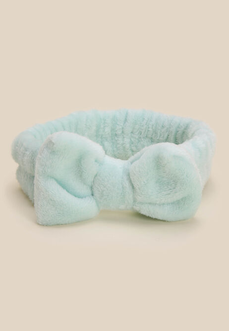Womens Mint Soft Fluffy Bow Headband