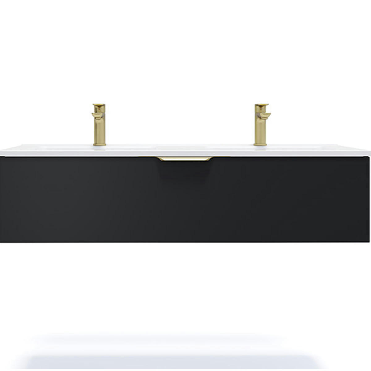 VENICE - Meuble salle de bain double vasque 120cm 1 tiroir Noir