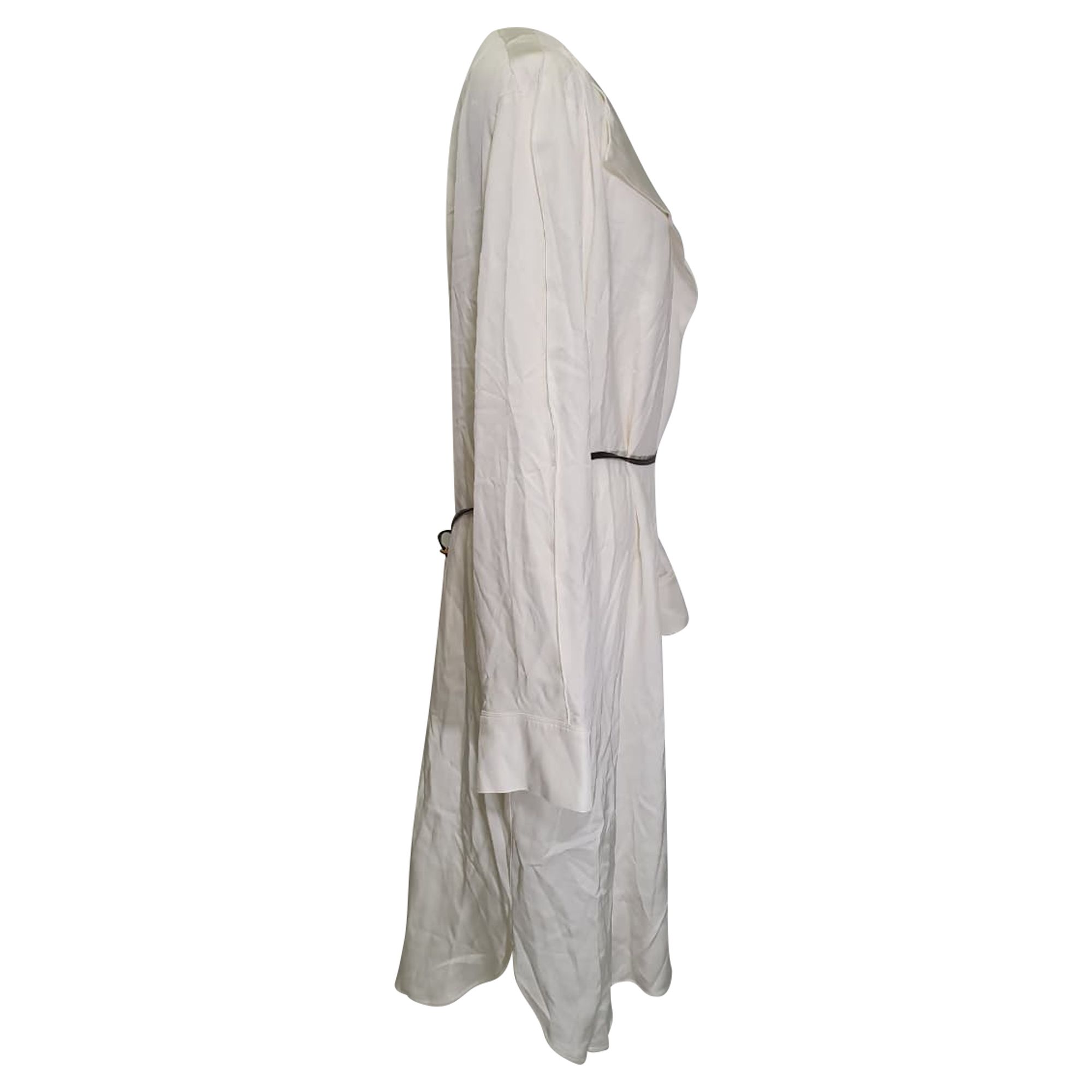 Bottega Veneta Preloved Belt Dress in Off-White Silk