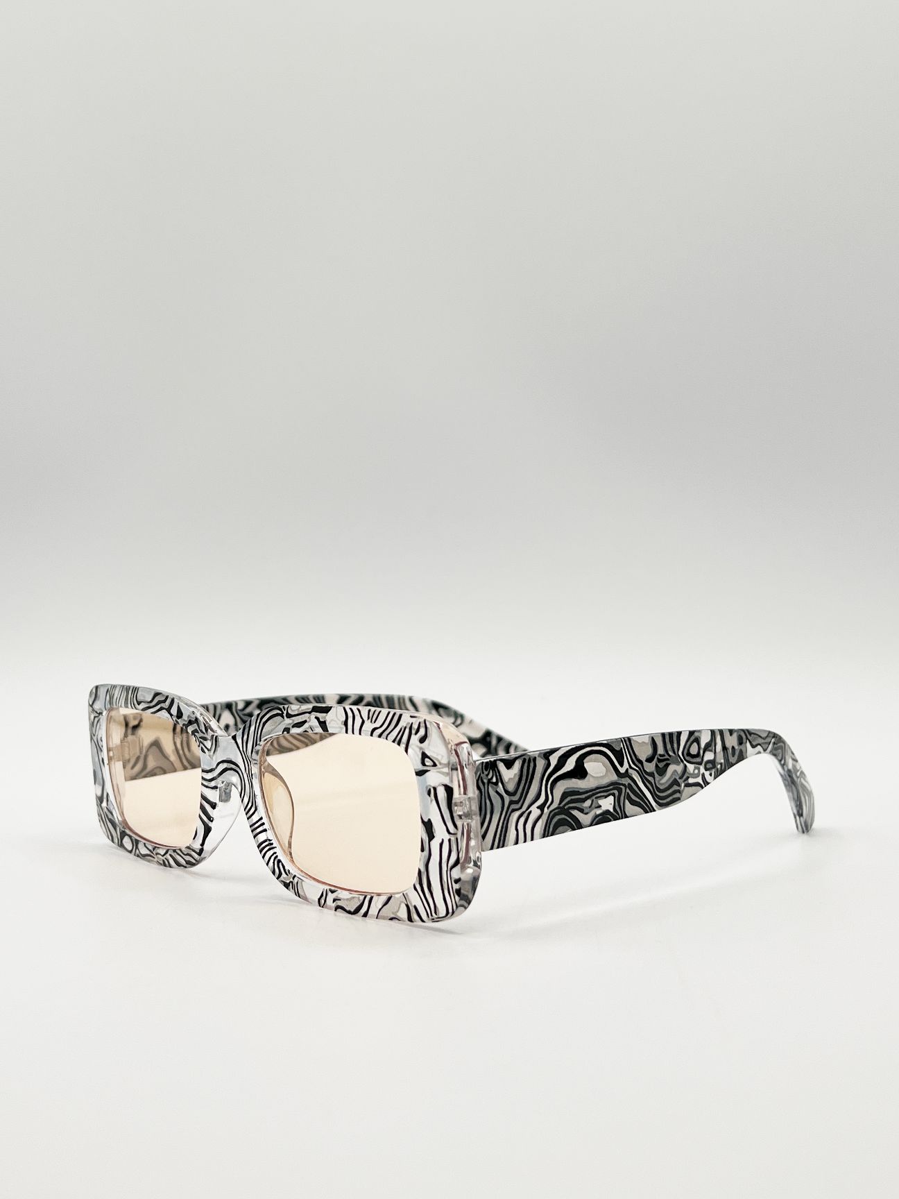 SVNX Zebra Print Square Frame Sunglasses