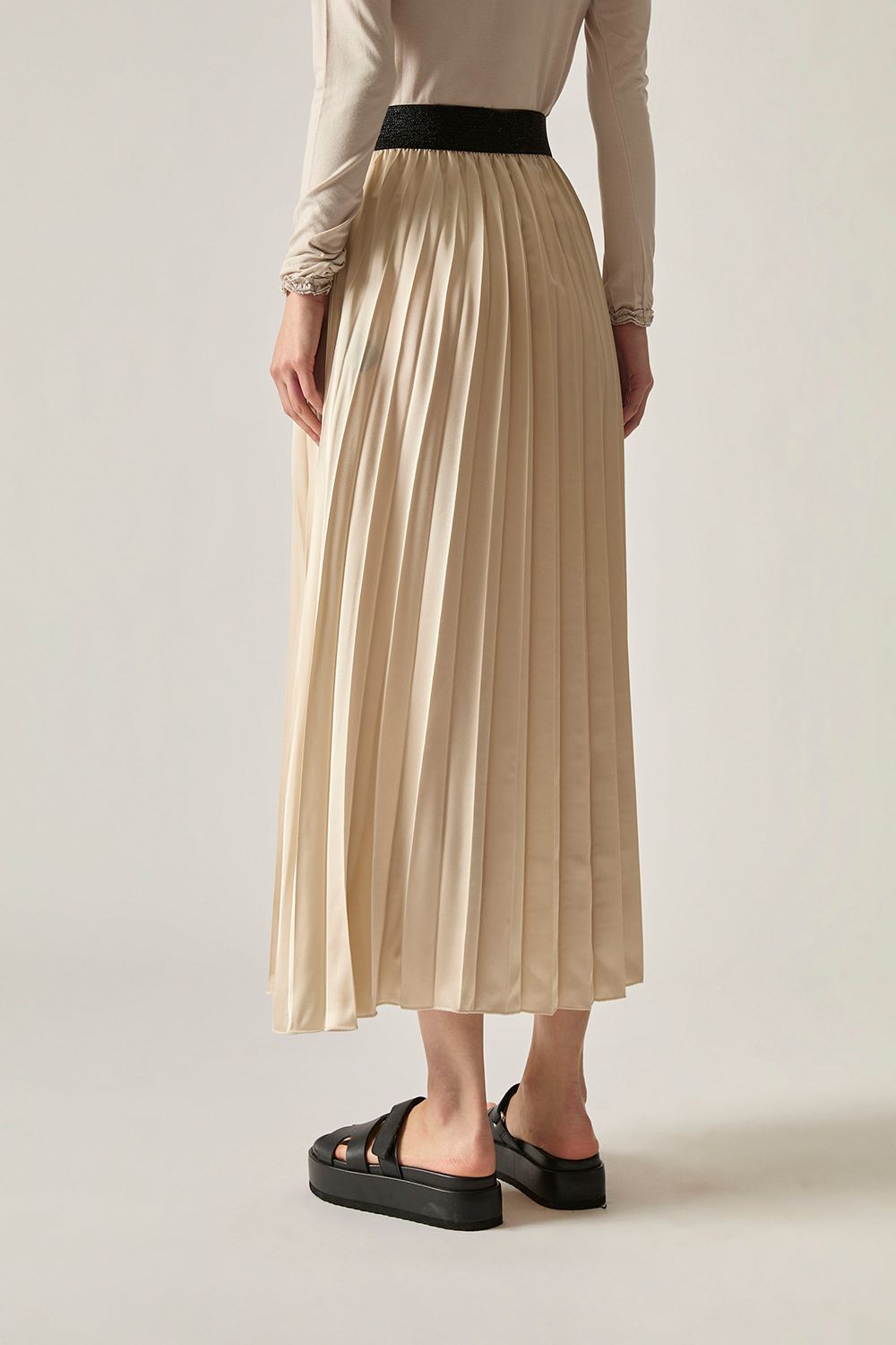 James Lakeland Beige Pleated Maxi Skirt