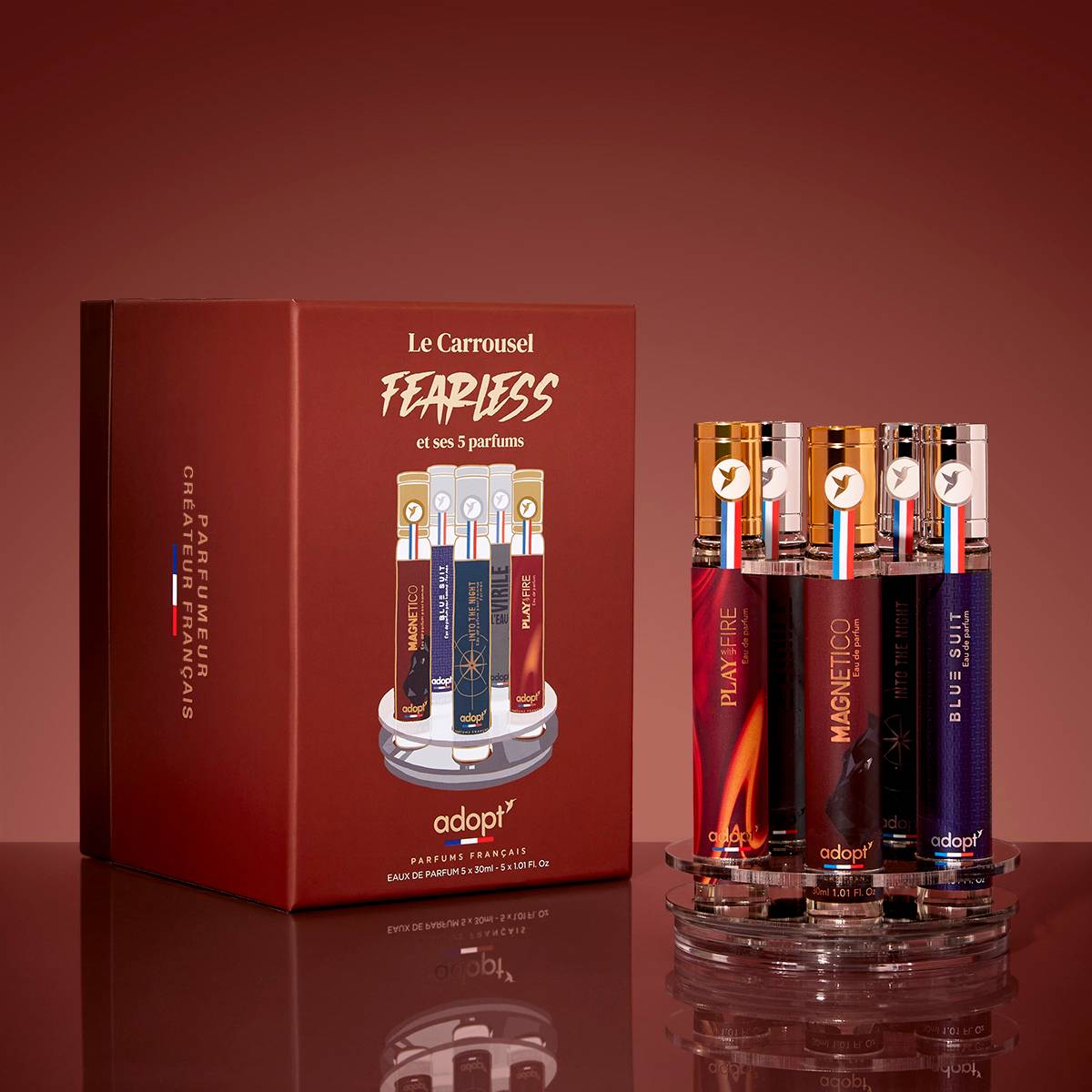 FearlessCoffret carrousel 5 eaux de parfumsMagnetico 30ml   Play with Fire 30ml   Blue Suit 30ml   L'Eau Virile 30ml   Into The Night 30 ml