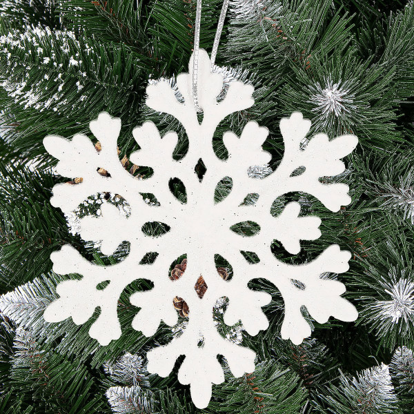 Zawieszki świateczne 8 szt. śnieżynki brokatowe 8 cm białe