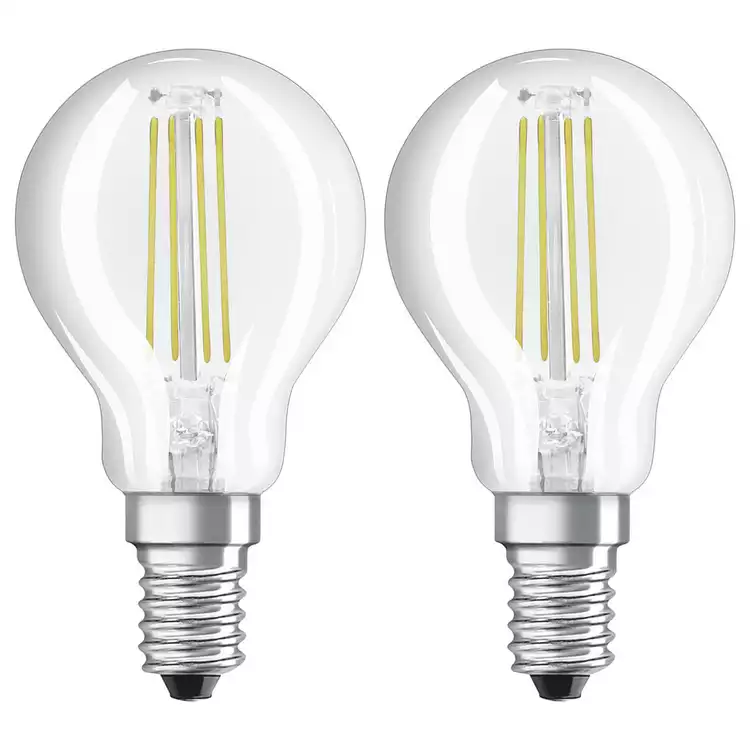 Osram 4W Filament LED Glass Globe SES Bulb - Twin Pack