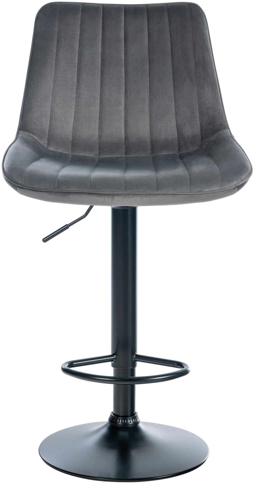 TONI - Tabouret de bar velours ajustable pivotant velours Gris foncé