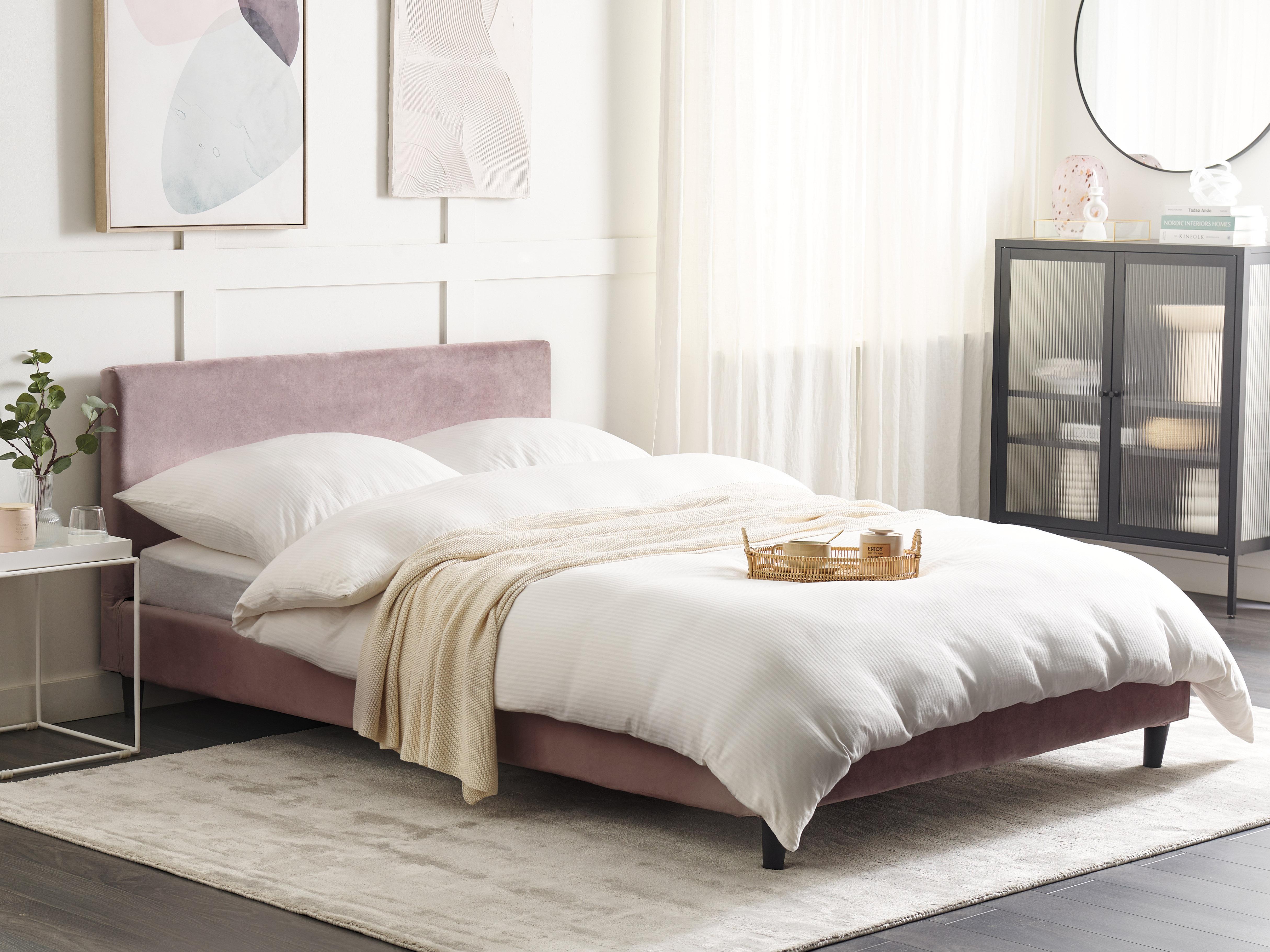 Bed Frame Cover Velvet FITOU 140 x 200 cm Pink