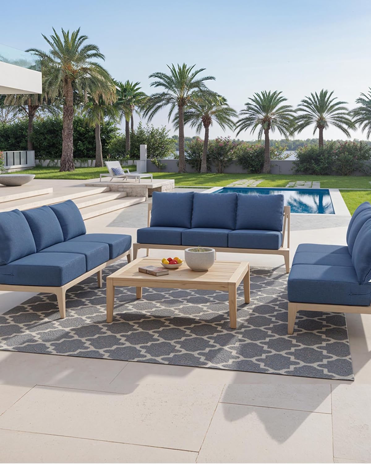Luxury 24x24x6 Inch Outdoor Seat Cushions - Set of 2 Water Resistant Patio Chair Comfortable Cushion for Porch Set Rattan Dining Rocker Glider Loveseat Couch Sectional Sofa - Navy Blue