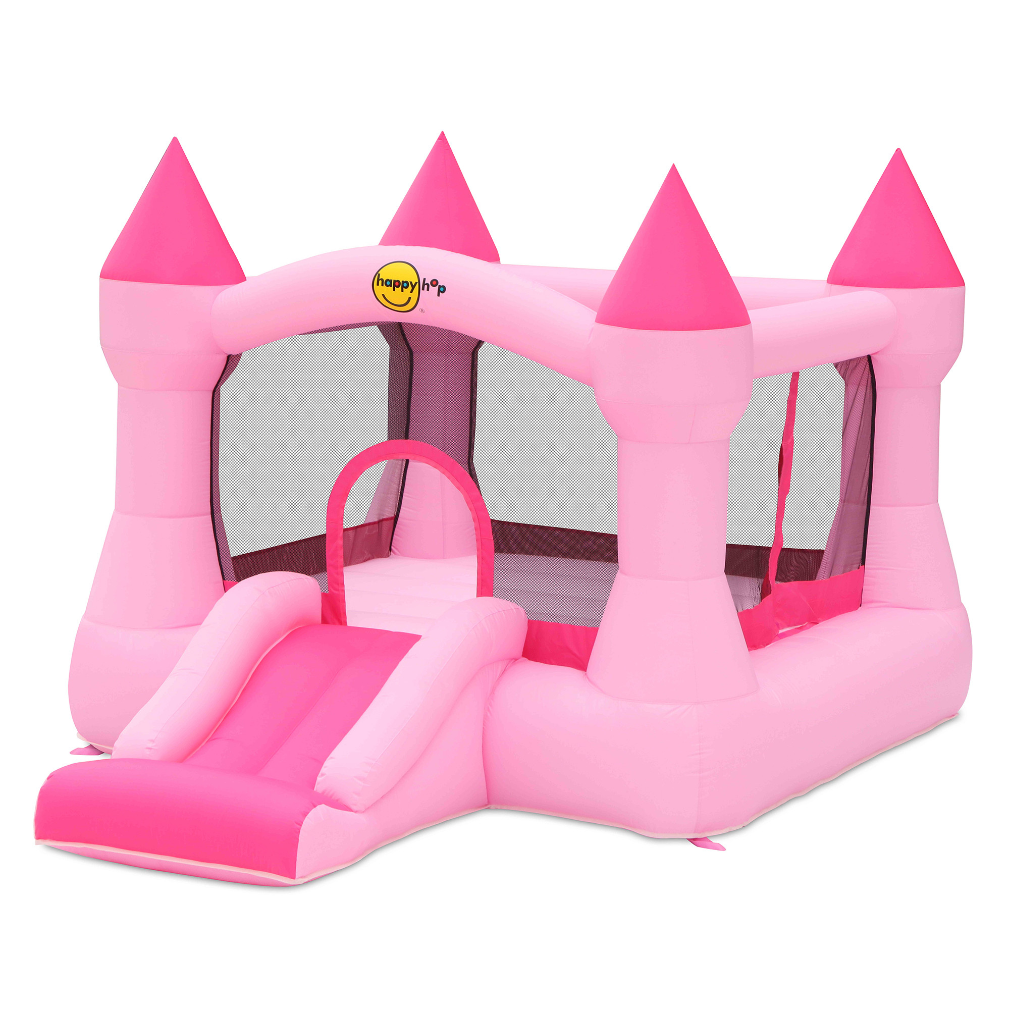 Dmuchany ZAMEK PINK duży trampolina HappyHop dmuchawa