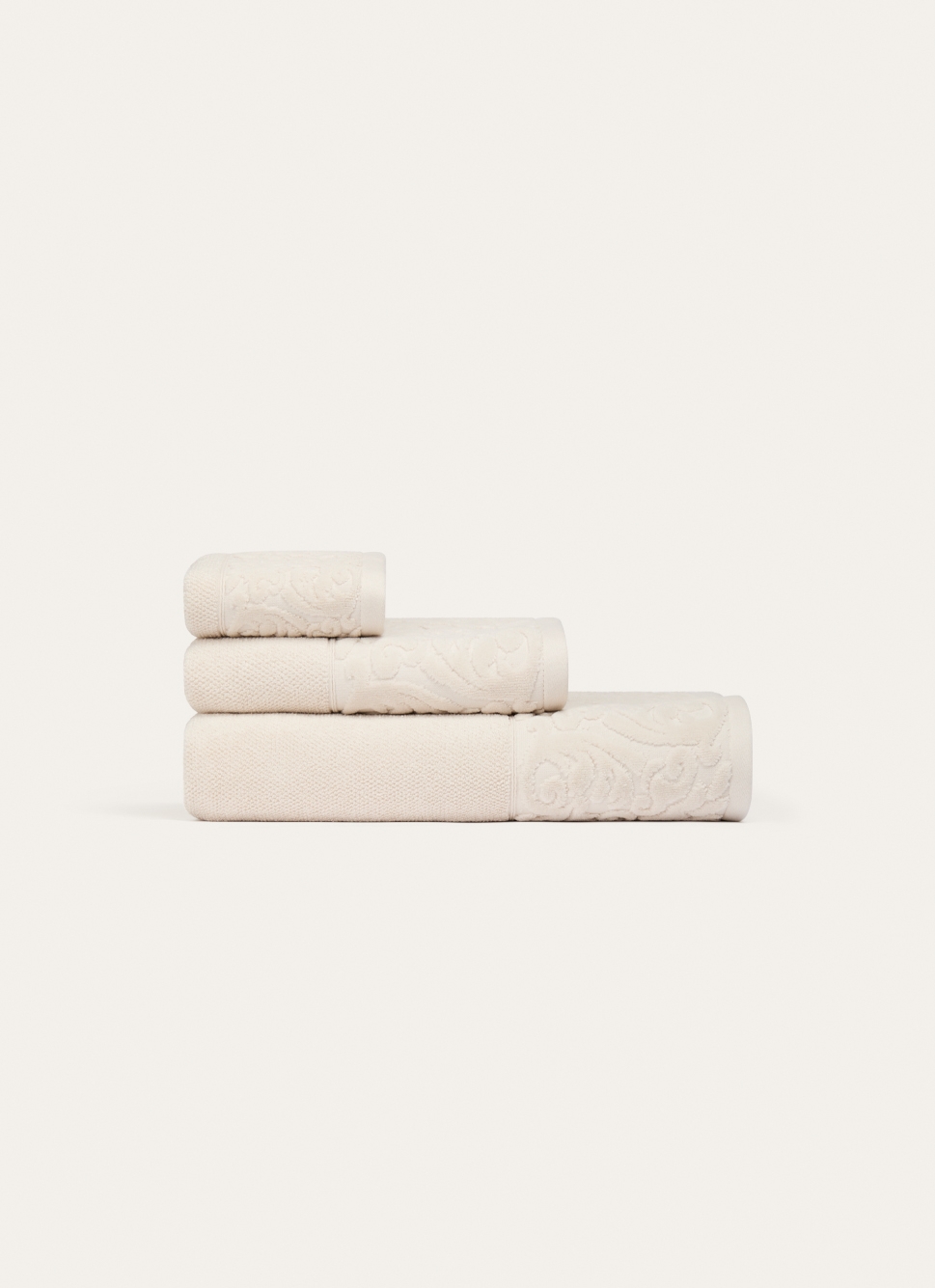SERVIETTE DE TOILETTE LITEAU VELOURS CISELÉ BEIGE