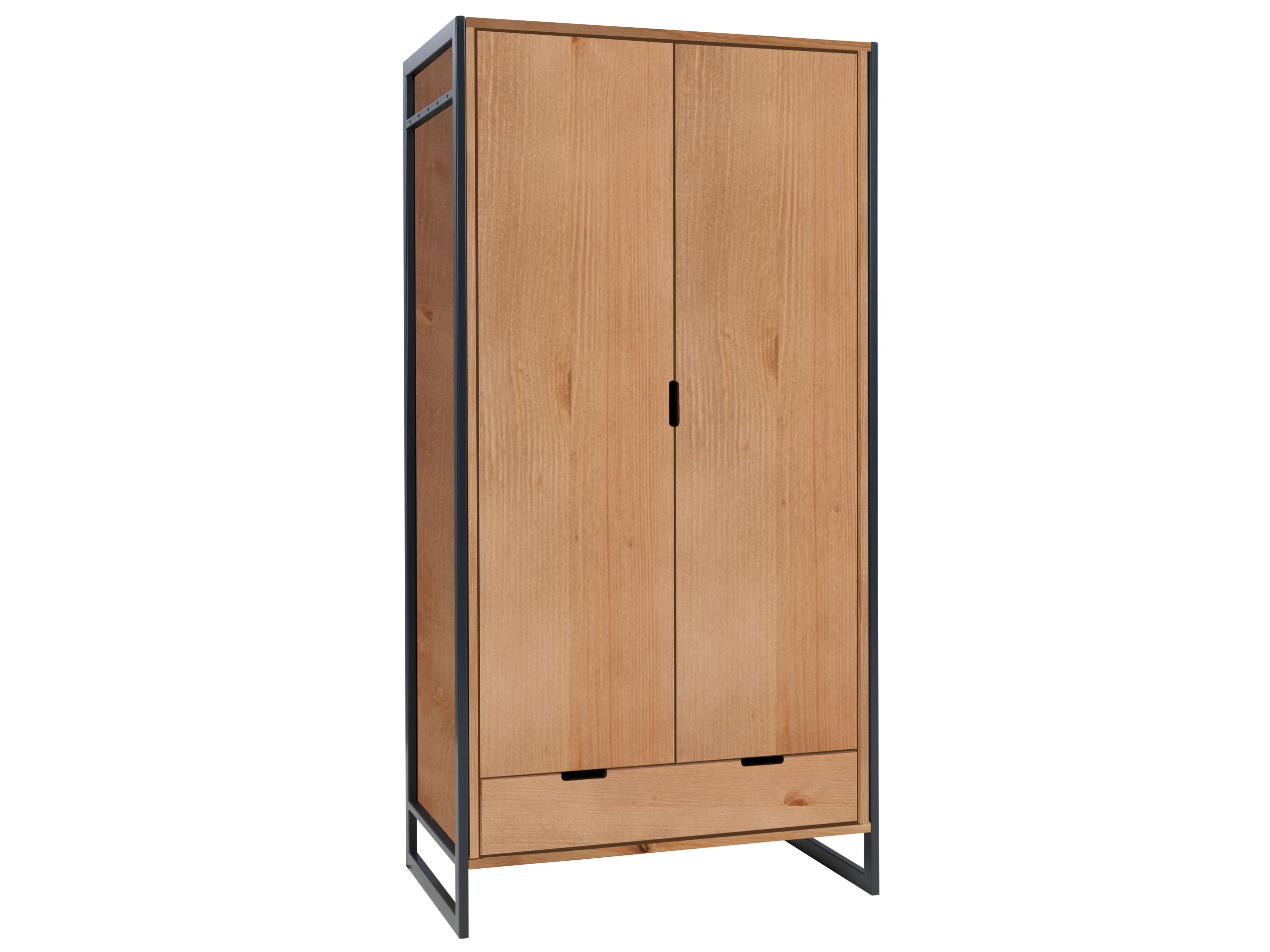 Szafa drewniana LOFT WOOD z drążkiem, kolor dębowy
