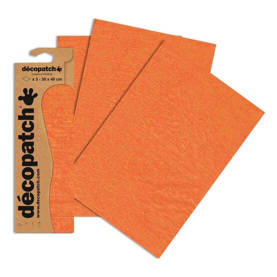 Decopatch Orange Crackle Paper 3 Sheets