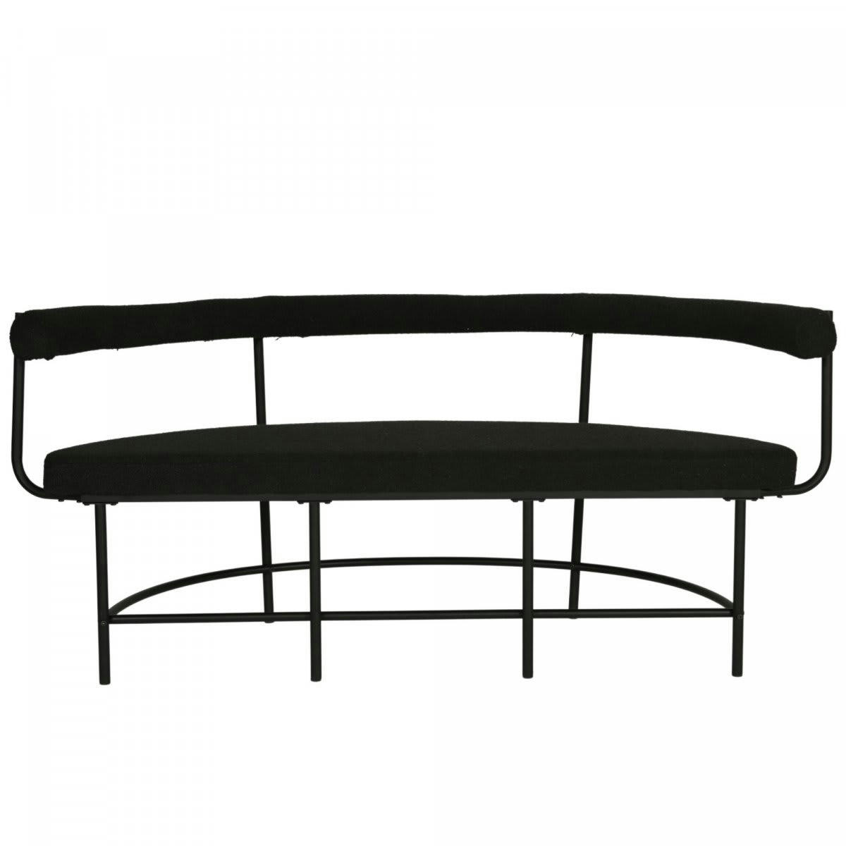 LEO - Banc design forme ovale en tissu bouclé noir