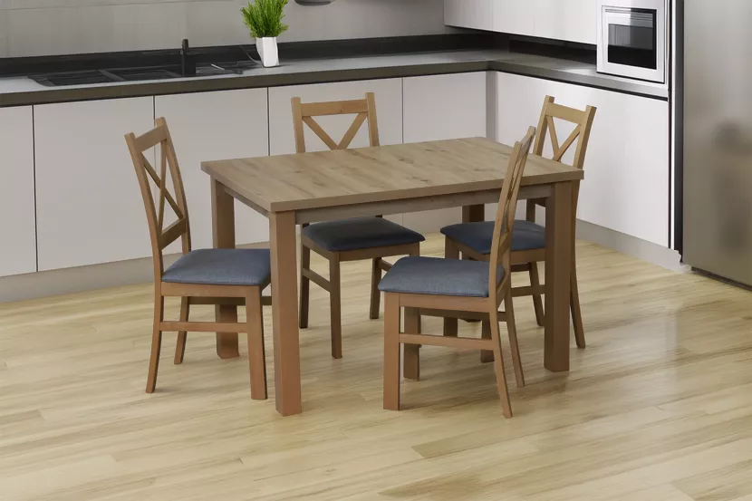 Komplet stół 120x80 z 4 krzesłami M008-4 Dąb Artisan