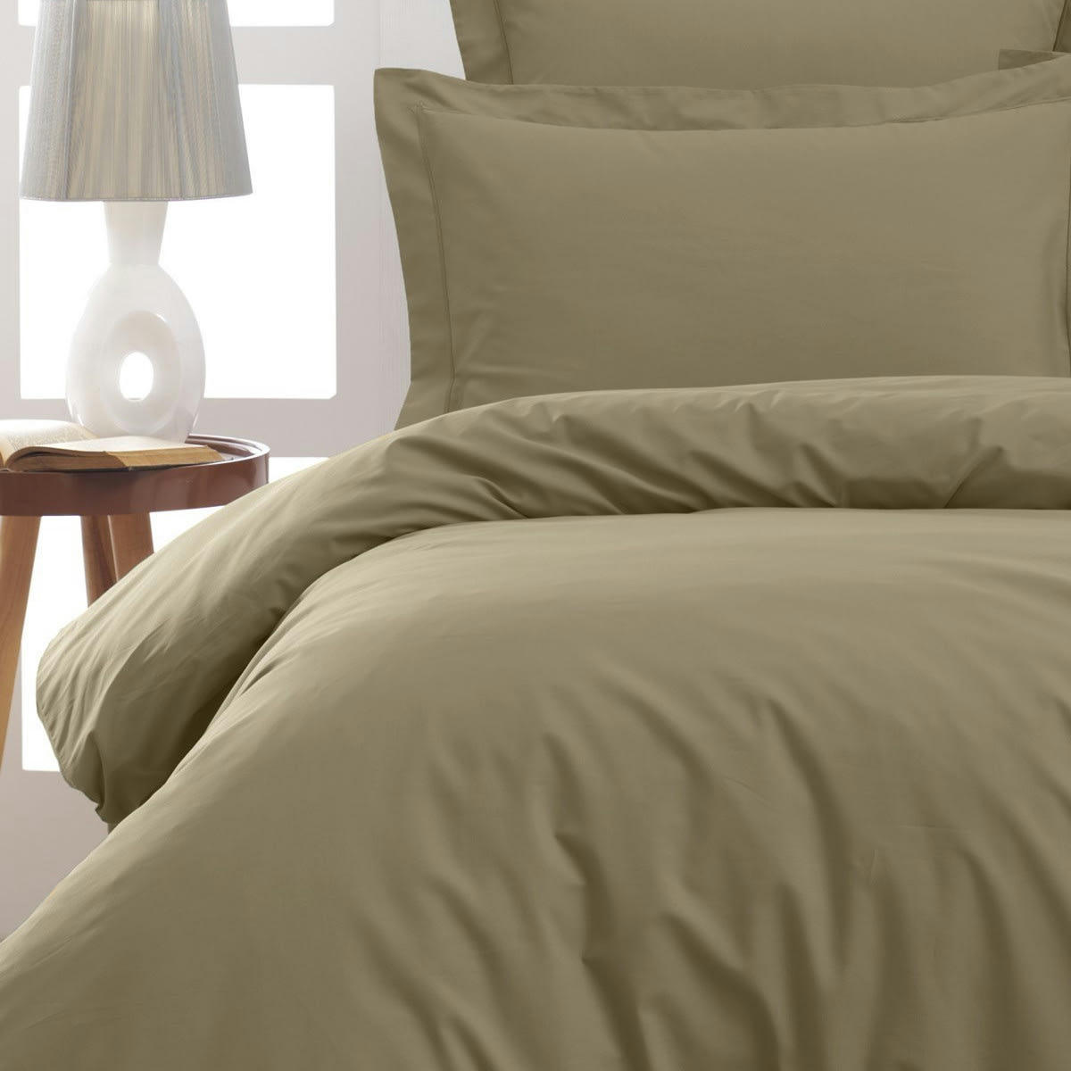 SOFT PERCALE - Housse de couette en percale coton  taupe 260x240 cm