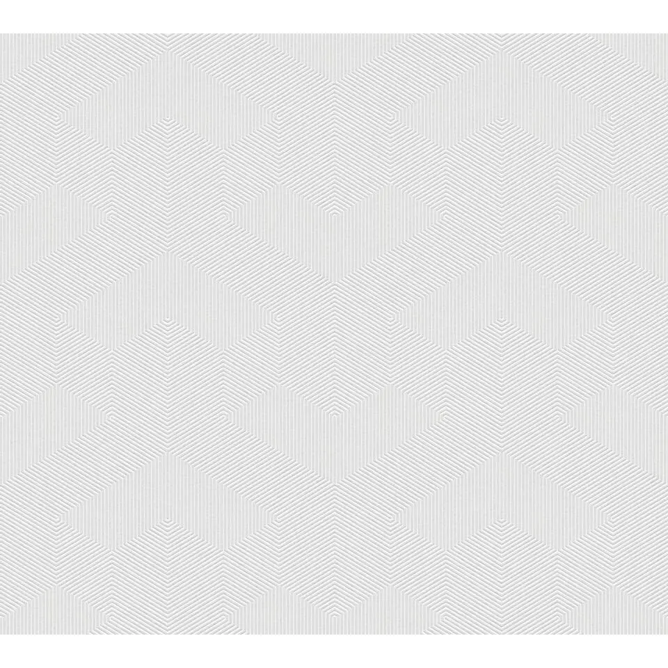 Livingwalls behang grafisch motief grijs en wit - 53 cm x 10.05 m