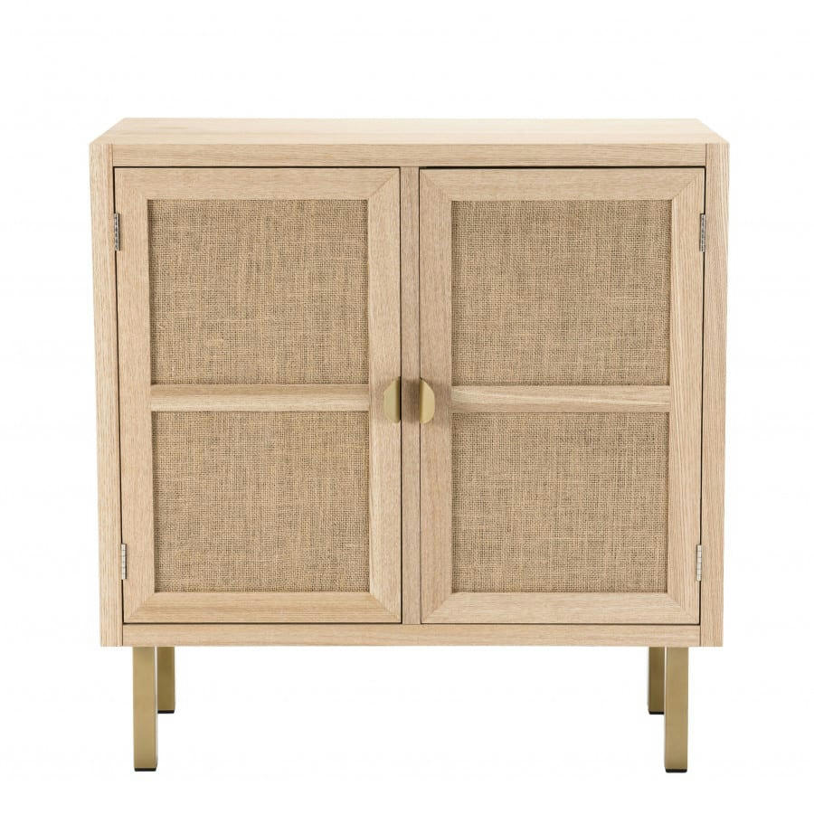 ADELE - Buffet 2 portes toile de jute pieds métal doré