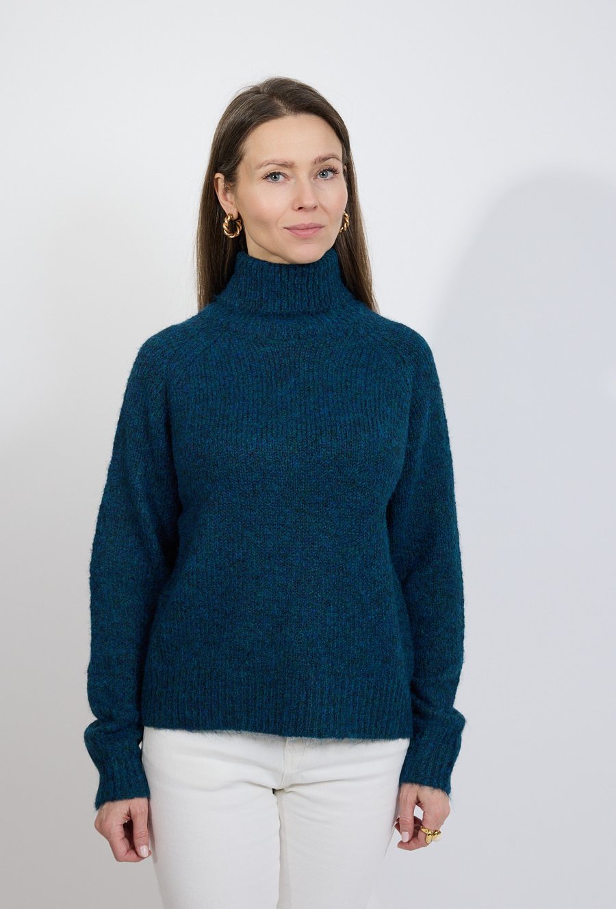 Sweter damski golf morski