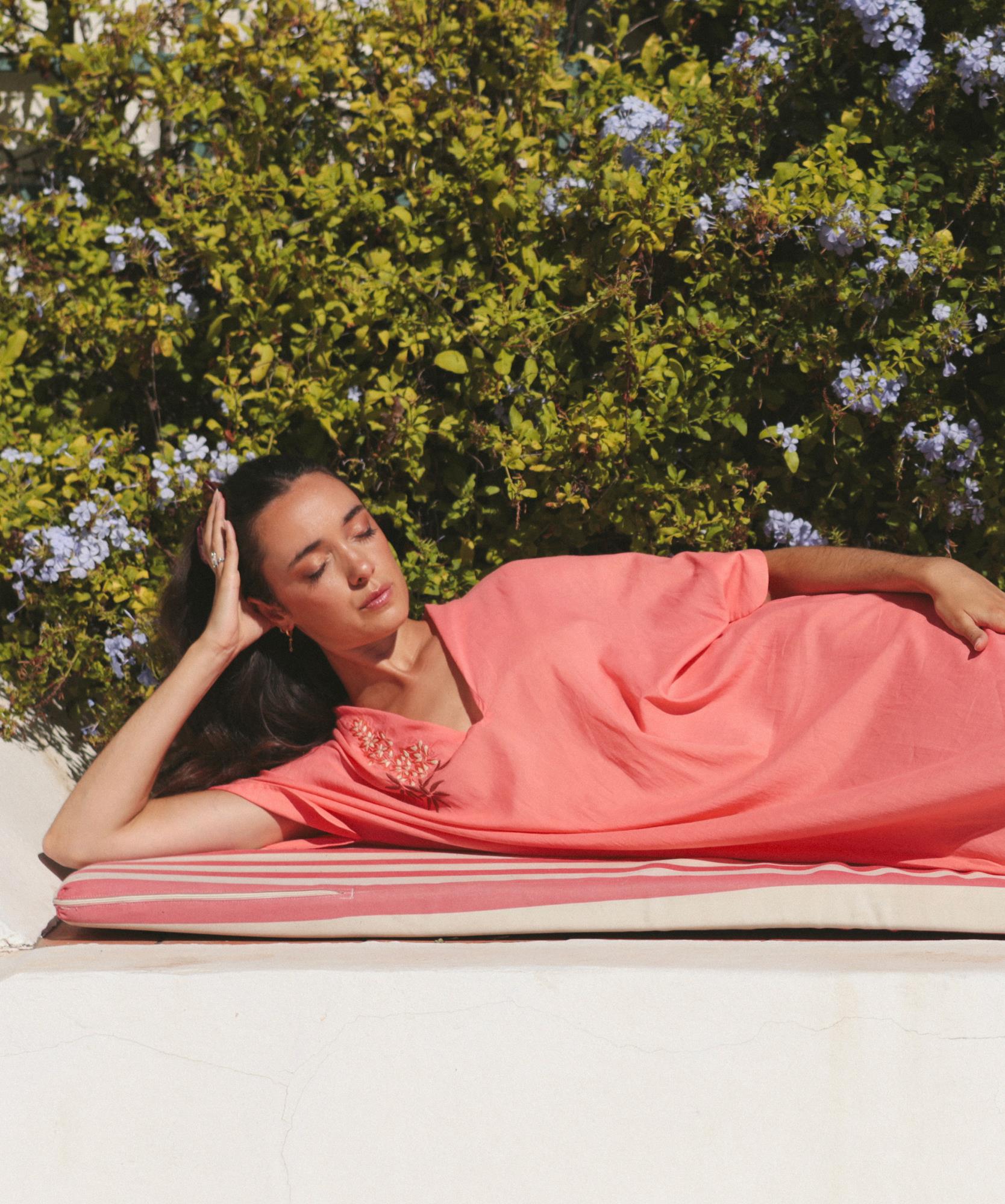 Robe kaftan longue Mila en coton brodé - 100% coton