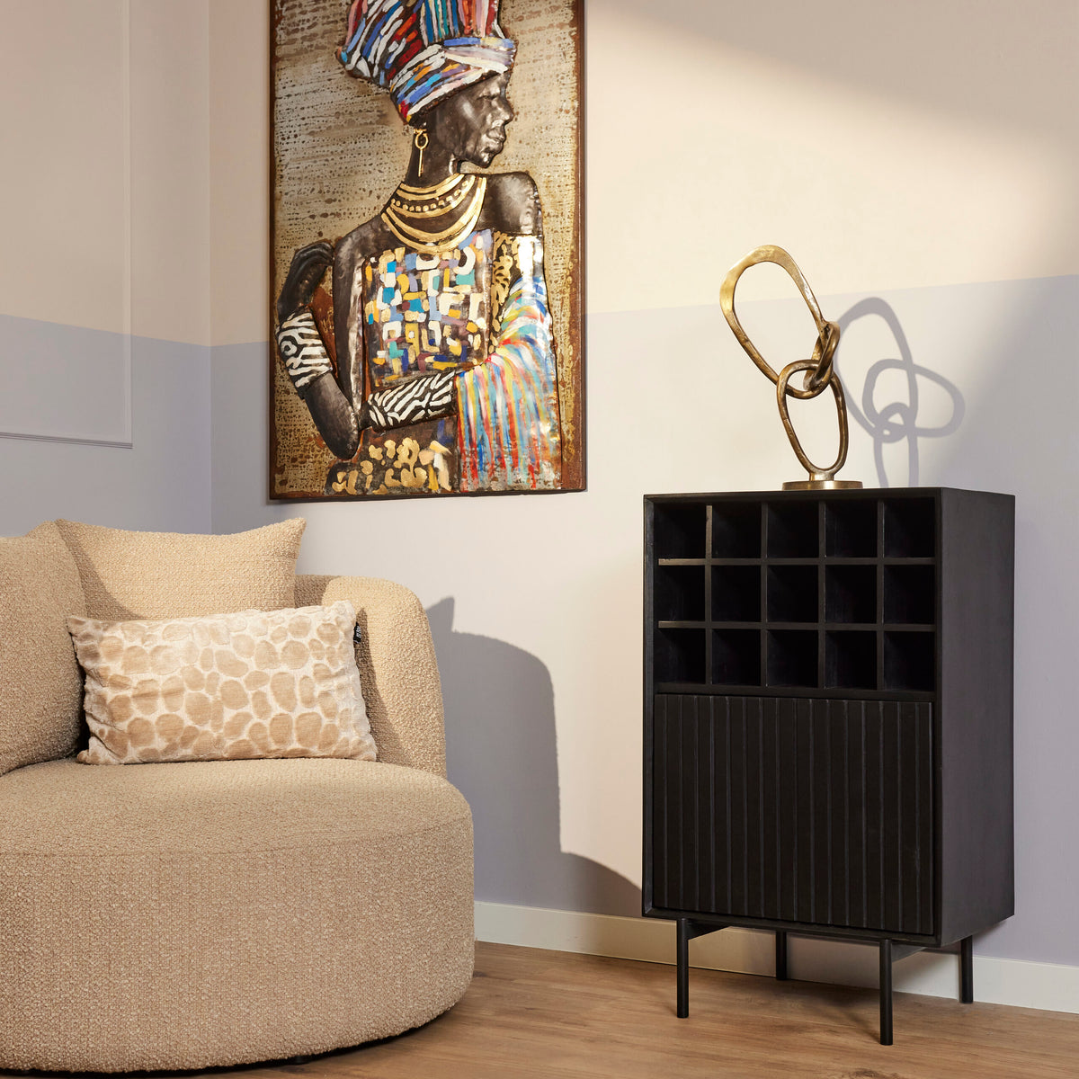 Starfurn wijnkast Madison - zwart - 35x55x90cm