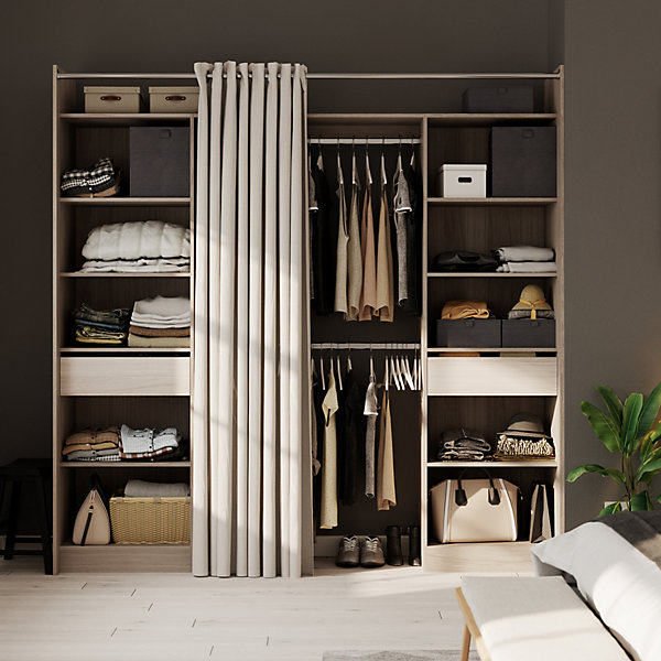 Kit dressing 2 colonnes réversibles L. 220 x H. 220 x P. 48 cm, effet chêne, avec 2 tiroirs, GoodHome Balsam