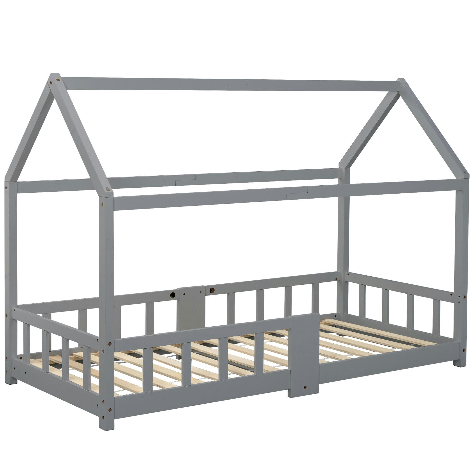 - lit enfant 90 x 200 cm en bois gris sans matelas