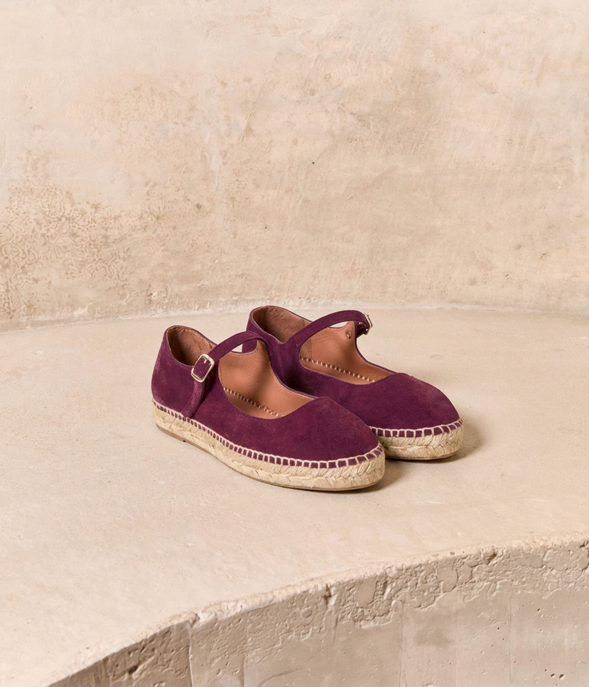 Espadrilles velours prune Nelly