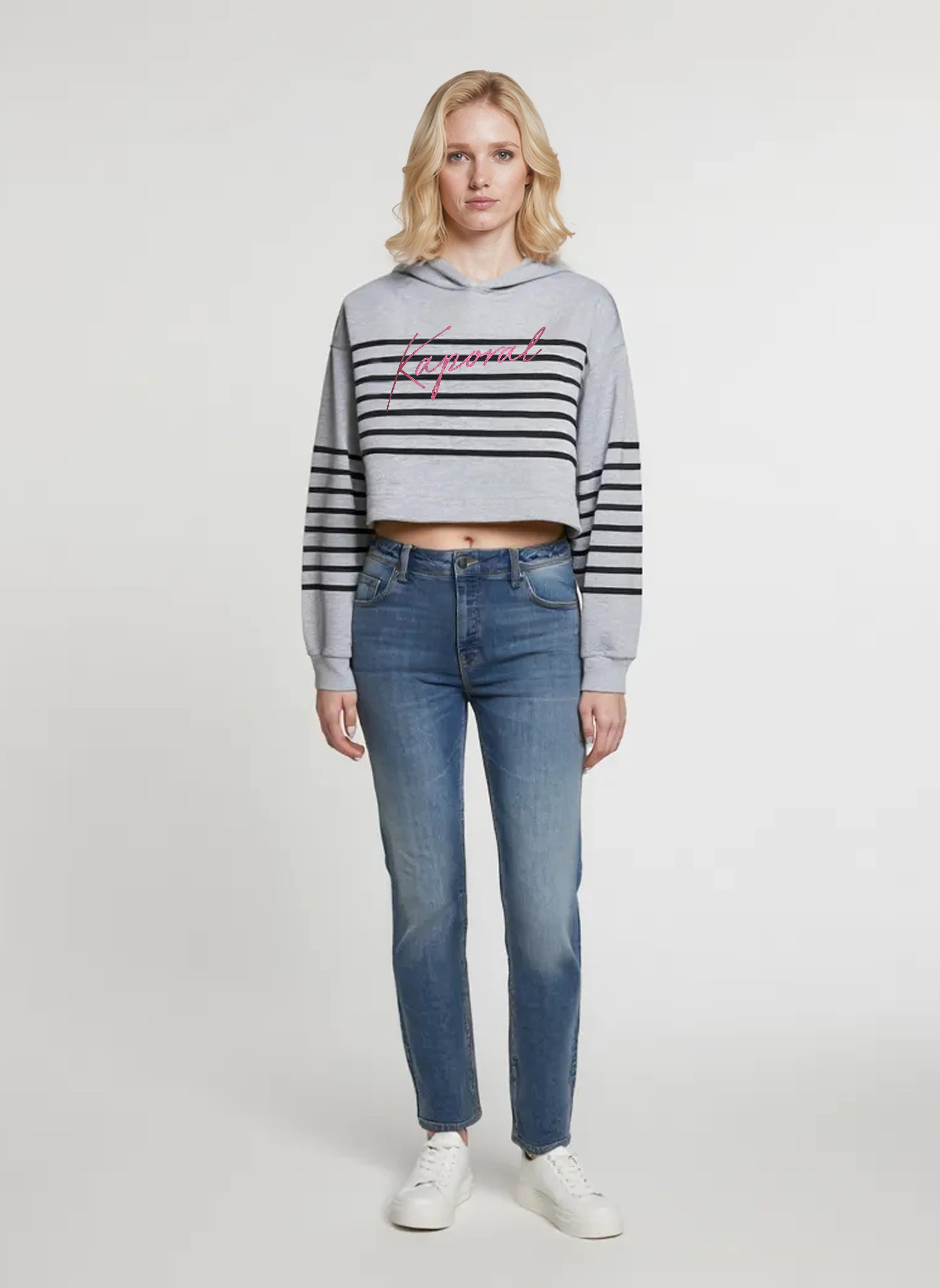 Sweat à capuche regular gris coton KAT