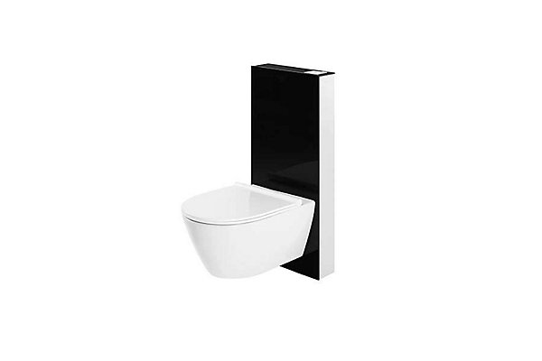 Bâti-support WC suspendu avec habillage noir complet insonorisé prêt à poser SANINDUSA SANGLASS WALL 3/6L