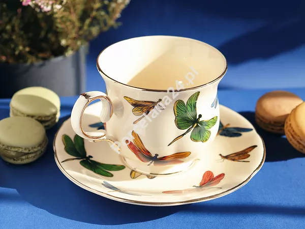 Kpl. filiżanek ze spodkiem 260 ml (2 szt.) Duo - Ecru Ważki 15.WAŻ.K2FS
