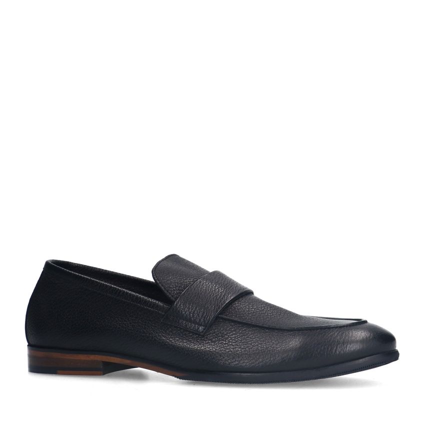 Manfield Zwarte leren loafers