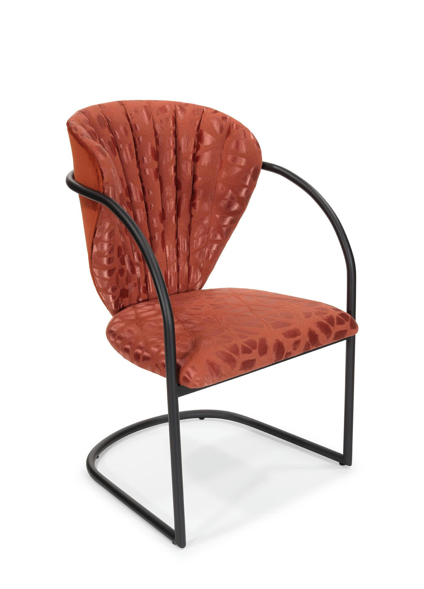 SHELL - Chaise en métal noir et tissu orange