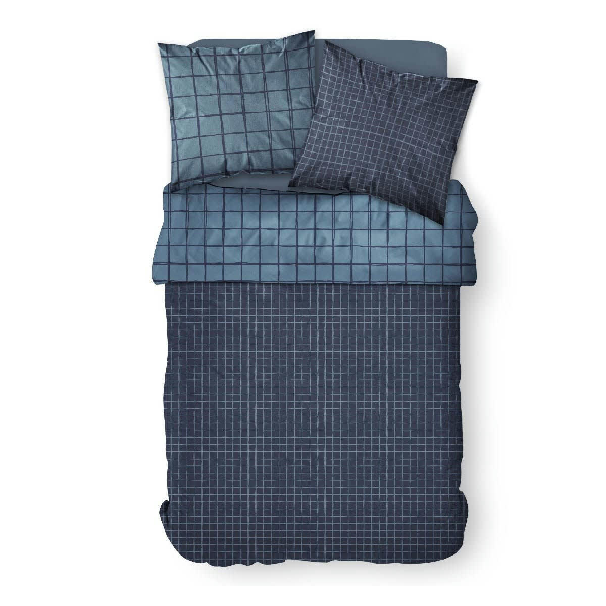 SUNSHINE - Parure de lit 2 personnes imprimé en Coton Bleu 240x260 cm