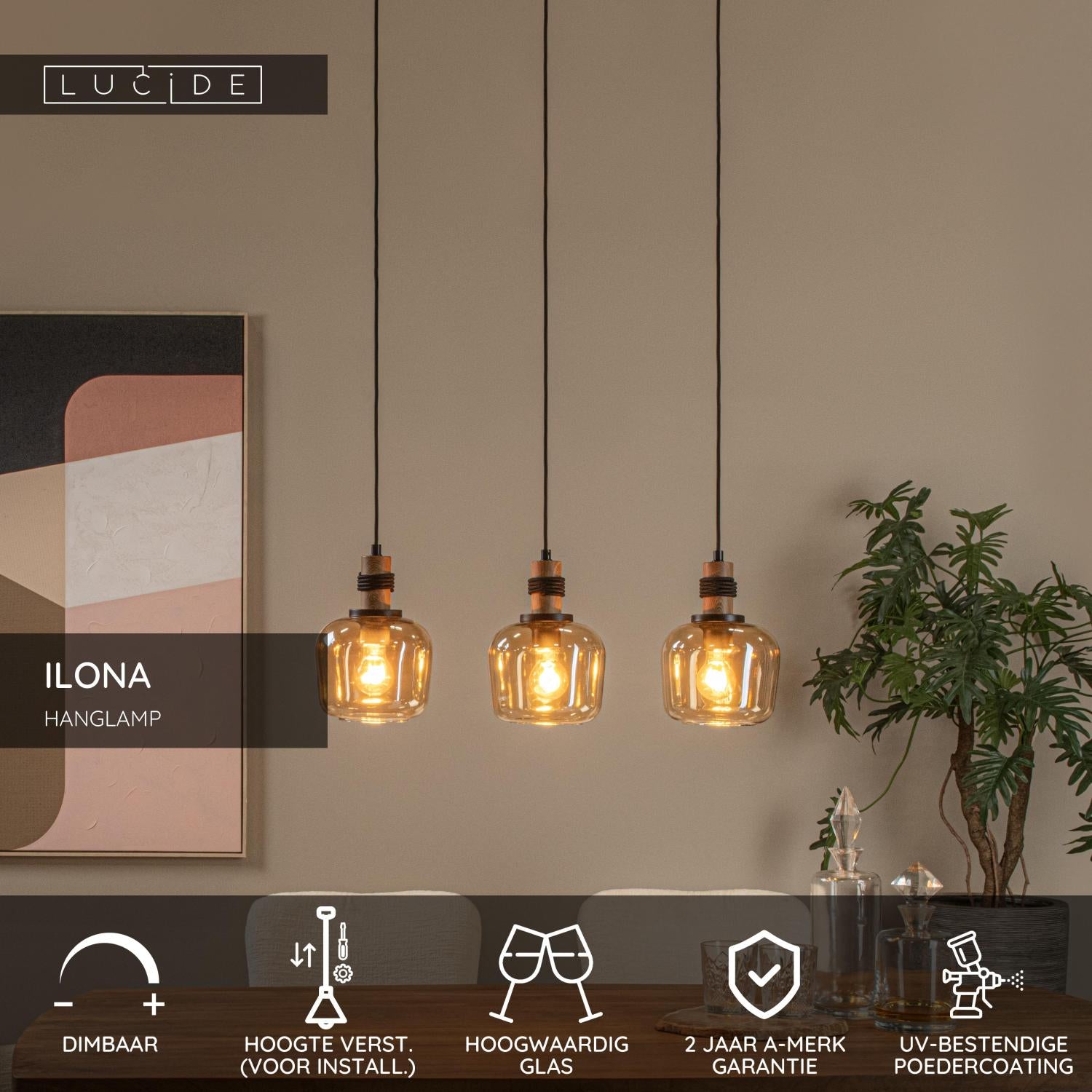 Lucide ILONA Hanglamp - Amber