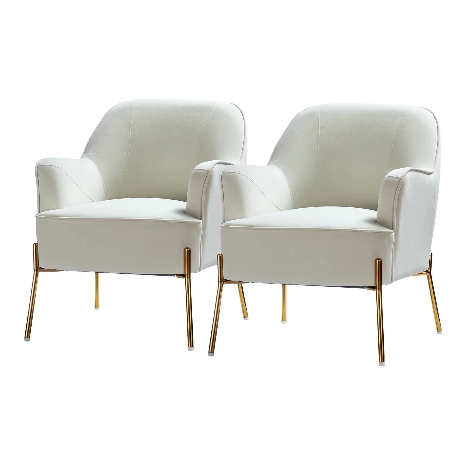 Marina Modern Velvet Accent Chair with Golden Legs Set of 2 by HULALA HOME