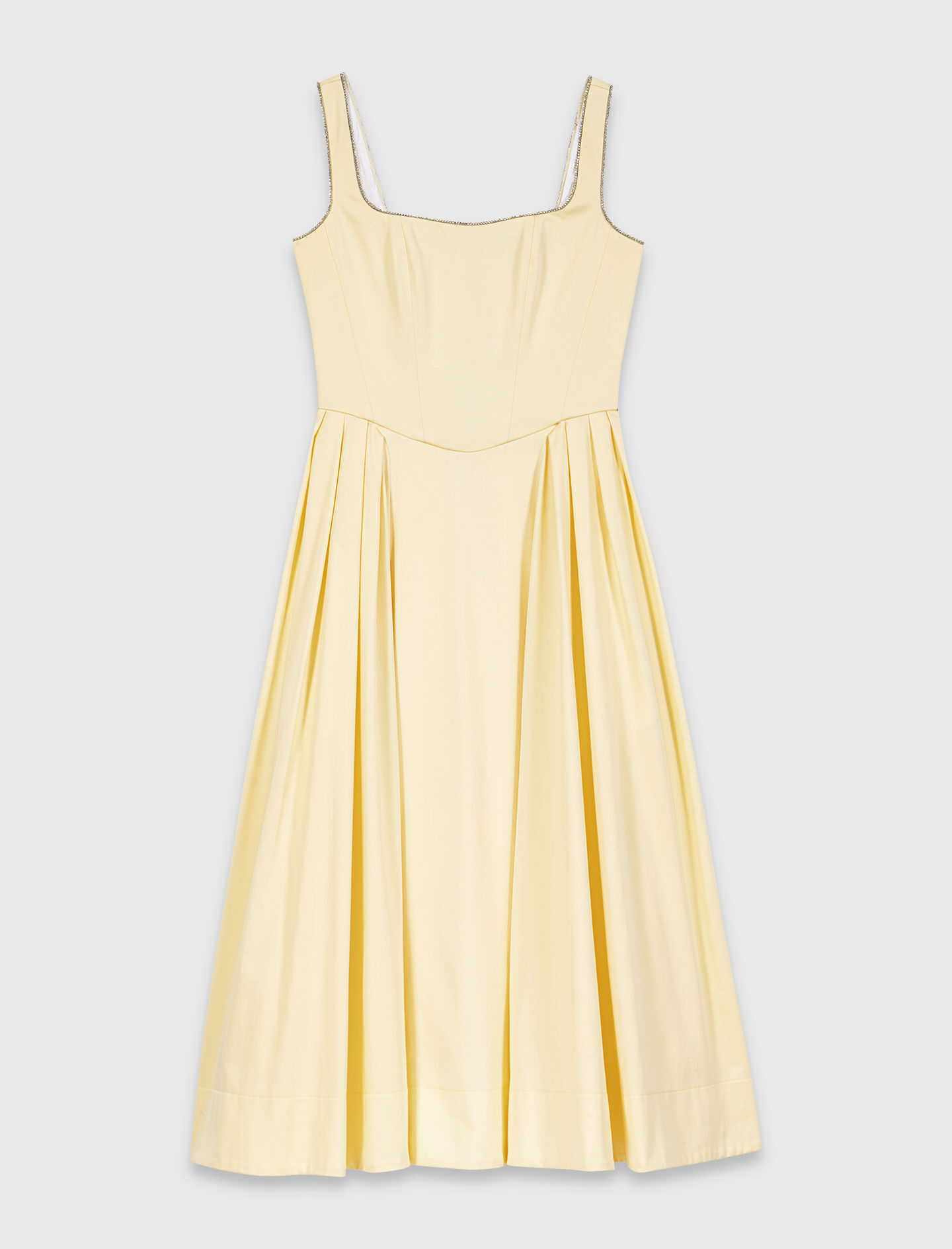 Robe midi évasée et galons strassés