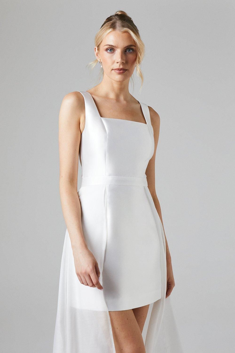 Coast Twill Mini Wedding Dress With Organza Skirt